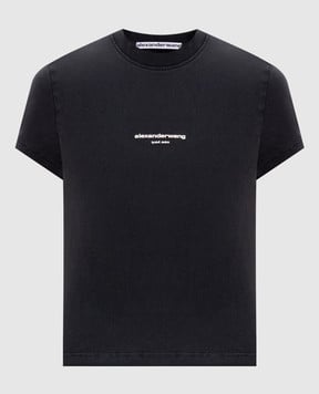 Alexander Wang Black T-shirt with textured logo 1CC3261302