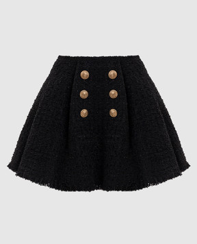 Balmain Black tweed mini skirt HF1LA680XM07