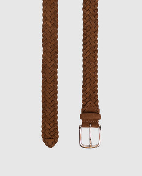 Pini Parma Brown suede belt with weaving BELTBRAICOGN