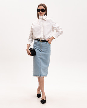 Magda Butrym Blue denim skirt with logo patch DENIM15SKIRT179526