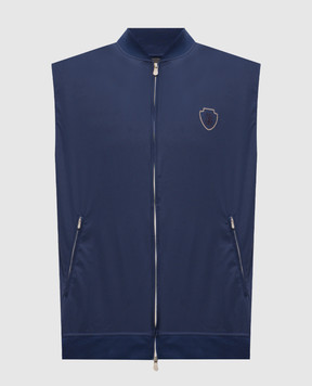 Brunello Cucinelli Blue vest with emblem print MB4229083T