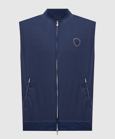 Blue vest with emblem print