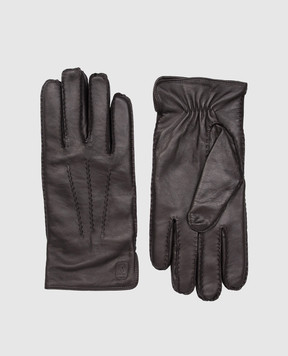 Trussardi Brown leather gloves with emblem E302X000003NMG001L40