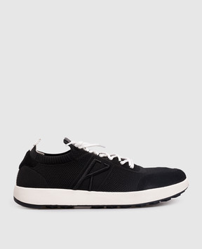 Kiton Black sneakers with monogram embroidery USSA031N01217