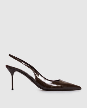 Paris Texas Brown patent leather slingbacks LIDIA PX1635XVN01