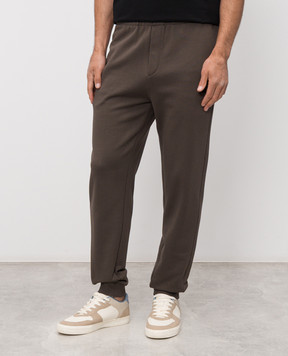 Moncler Brown joggers with textured logo L10918H0000289AZY