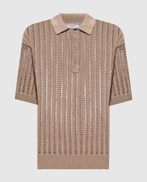 Peserico Brown openwork polo with sequins A99081F0509110