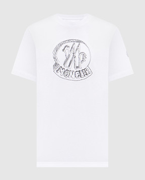 Moncler White T-shirt with embroidered logo L10918C0003589AUG