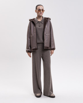Babe Pay Pls Brown sheepskin coat with zipper 2536SETA