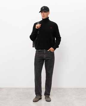 Ami Paris Black merino wool turtleneck HKS827001