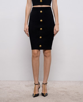 Balmain Black pencil skirt with branded rivets GF1LC018KJ43