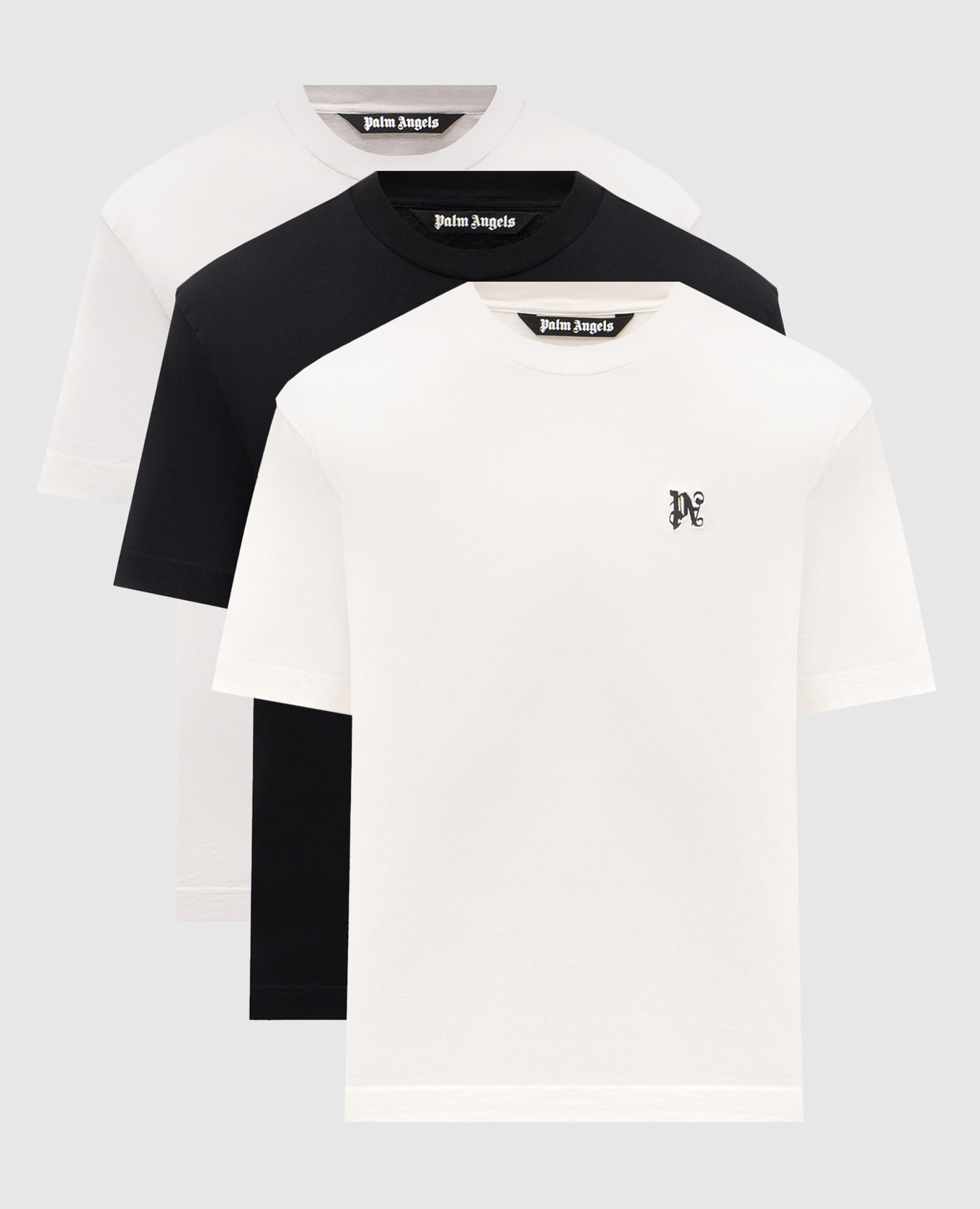 

Set of T-shirts with embroidered monogram logo Palm Angels s, White