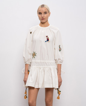 Alemais Carmine white dress with embroidery 6411D
