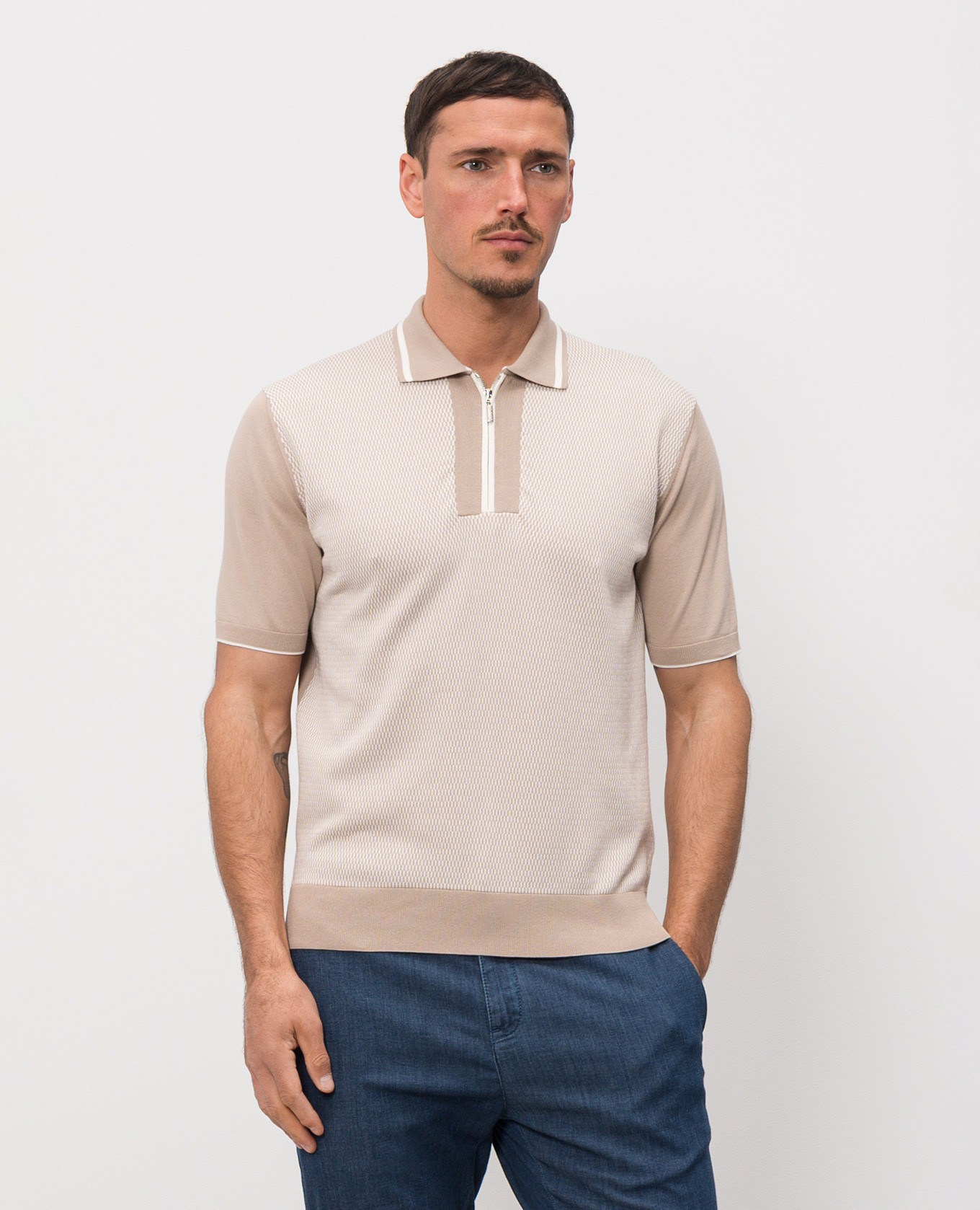 

Beige polo shirt with a pattern Castangia dal 1850