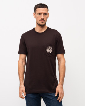 Dolce&Gabbana Brown T-shirt with embroidered logo G8RA2ZG7PZE