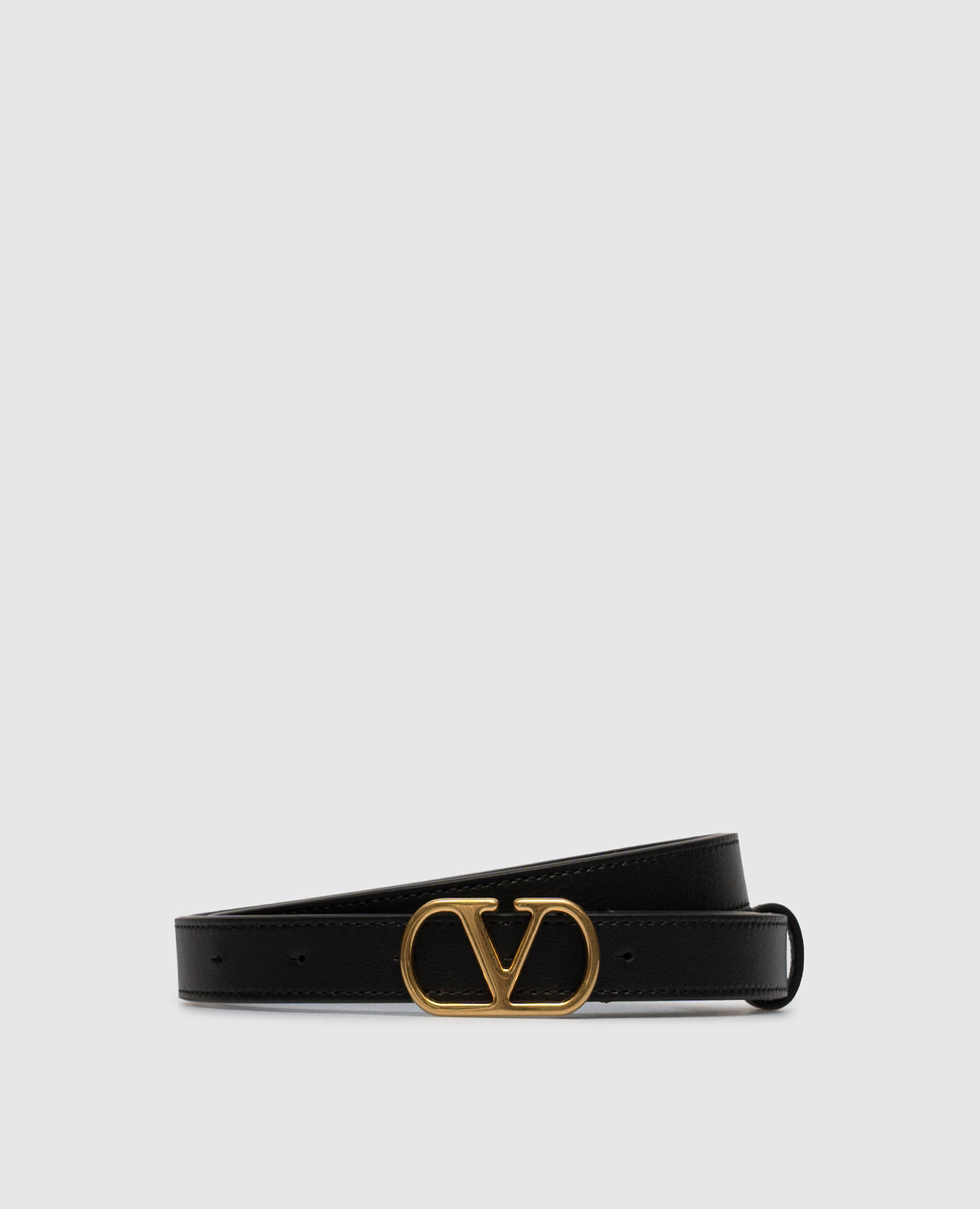 Black leather belt with emblem