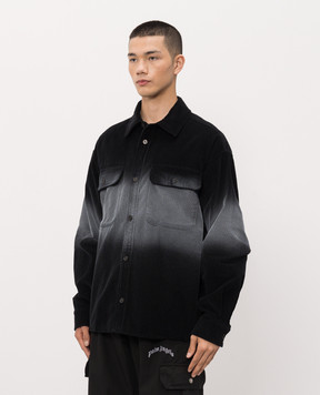Palm Angels Black velvet shirt with a degraded effect PMES024S26FAB001
