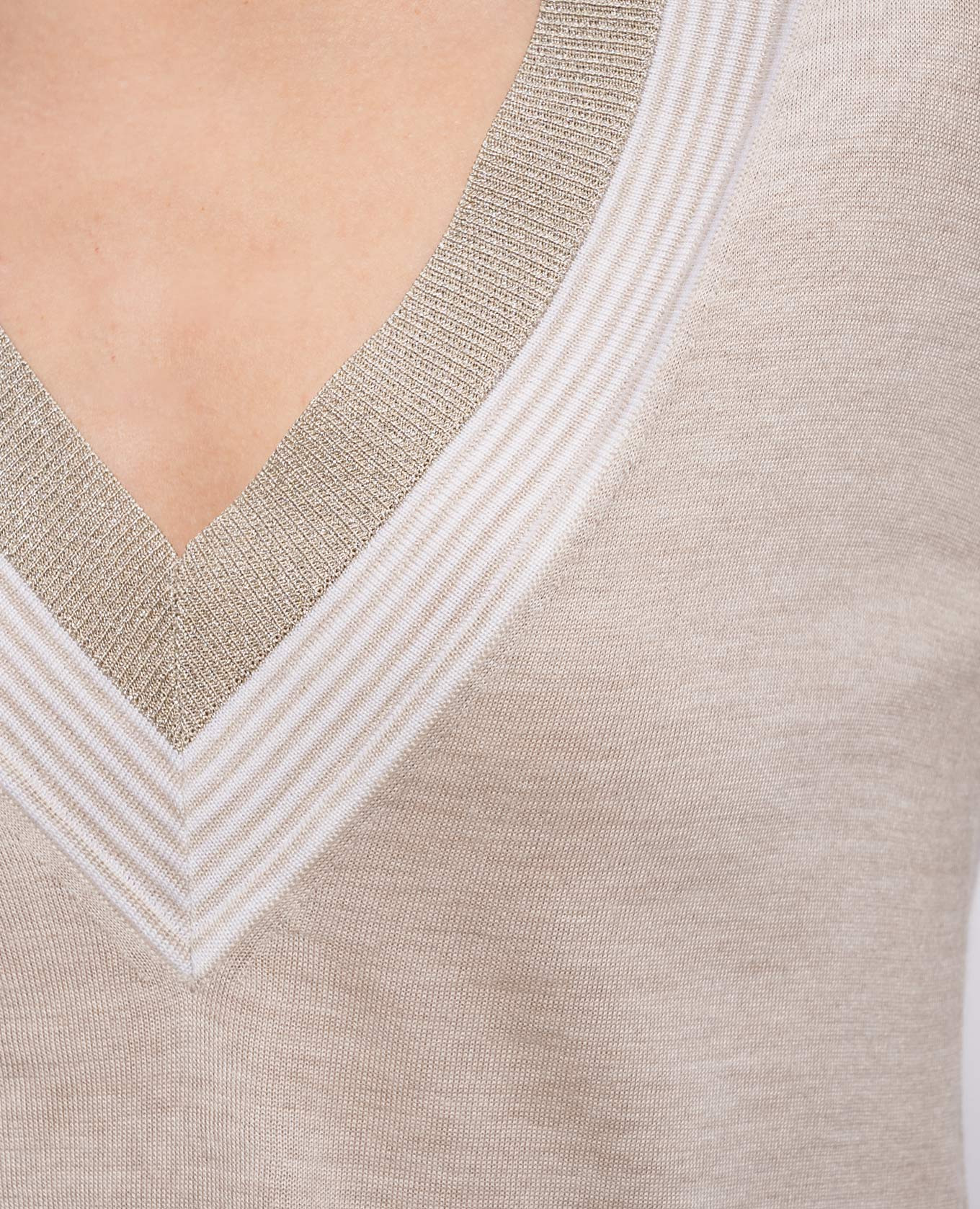 Beige cashmere and silk pullover with lurex Brunello Cucinelli 5