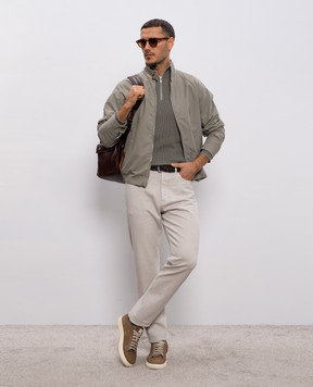 Brunello Cucinelli Khaki jumper with zipper M29400104