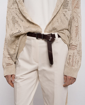 Brunello Cucinelli Brown leather belt with monil chain M0DAYC296