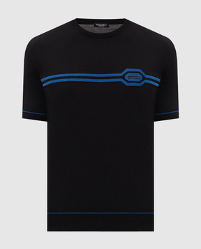 Stefano Ricci Black T-shirt with silk K818119G10F26285