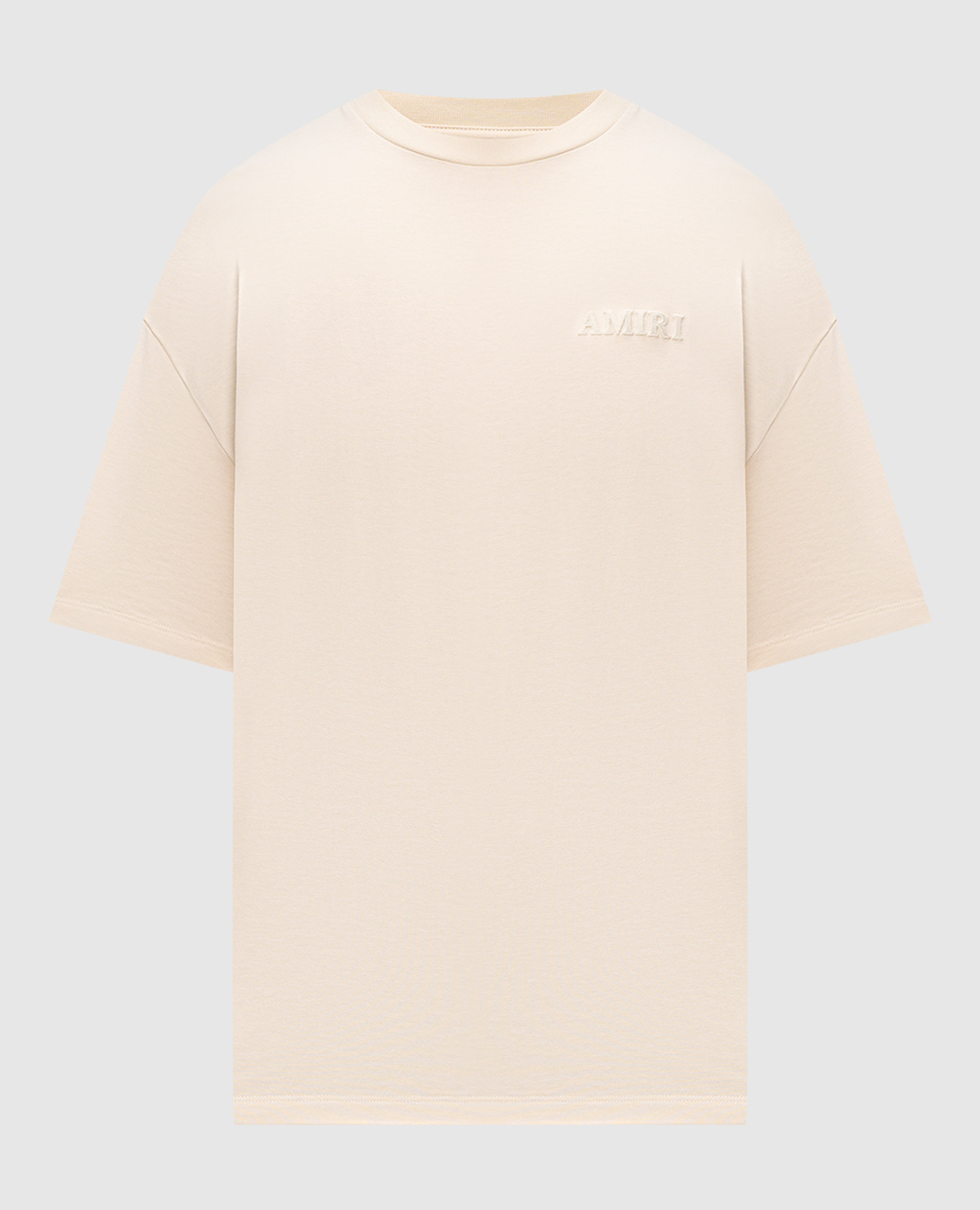 Beige T-shirt with textured logo embroidery