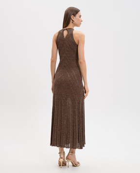 Twinset Brown linen dress with lurex 261TT3213