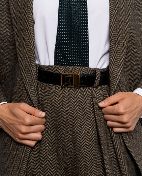 Saint Laurent Cassandre black leather belt 732556EABCU