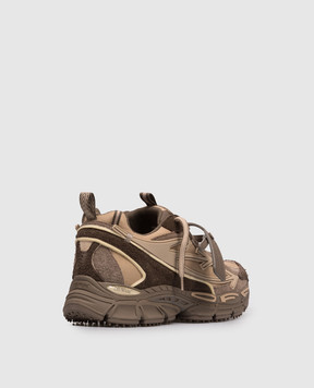 Off-White Brown Be Right Back logo combination sneakers OMIA295S26LEA001