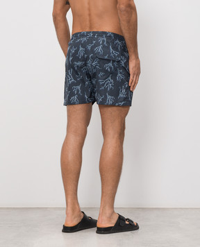 ISAIA Grey swim shorts with branded print COSI19BW252