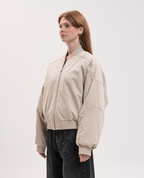 Maison Margiela MM6 Beige bomber jacket with embroidered emblem S52AM0369M36019