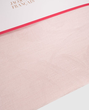 Le Jacquard Fraincais Tivoli pink linen tablecloth with woven pattern 22493