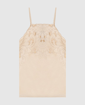 Twinset Beige linen top with richelieu embroidery 261TP2311