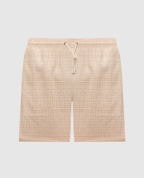 Canali Beige swim shorts with branded print UA0010293024