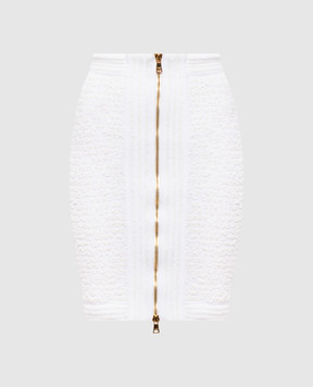 Balmain Ivory tweed skirt with wool HF1LC533KK12