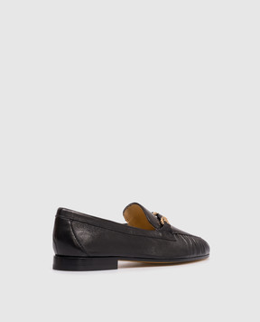 Doucal's Black leather loafers with logo DD8881MEGNUF279