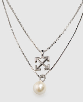 Off-White Silver double chain with emblem OMOB166S26MET001