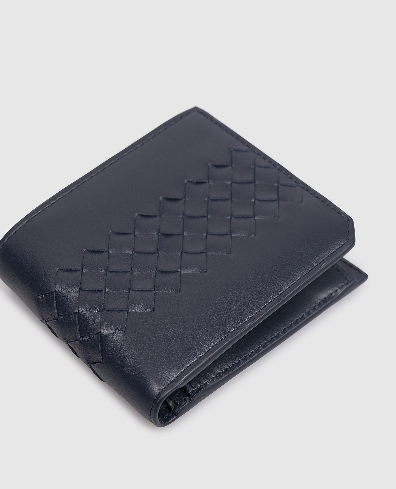 Blue Intrecciato Piccolo leather wallet Bottega Veneta 4
