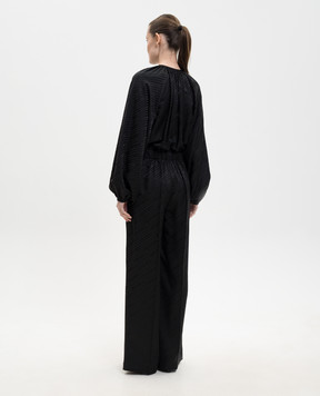 Jacob Lee Black patterned silk jumpsuit WSJ0102SS26BNLG