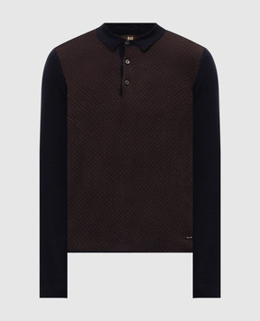 Enrico Mandelli Blue wool and silk polo shirt 4K041A5904
