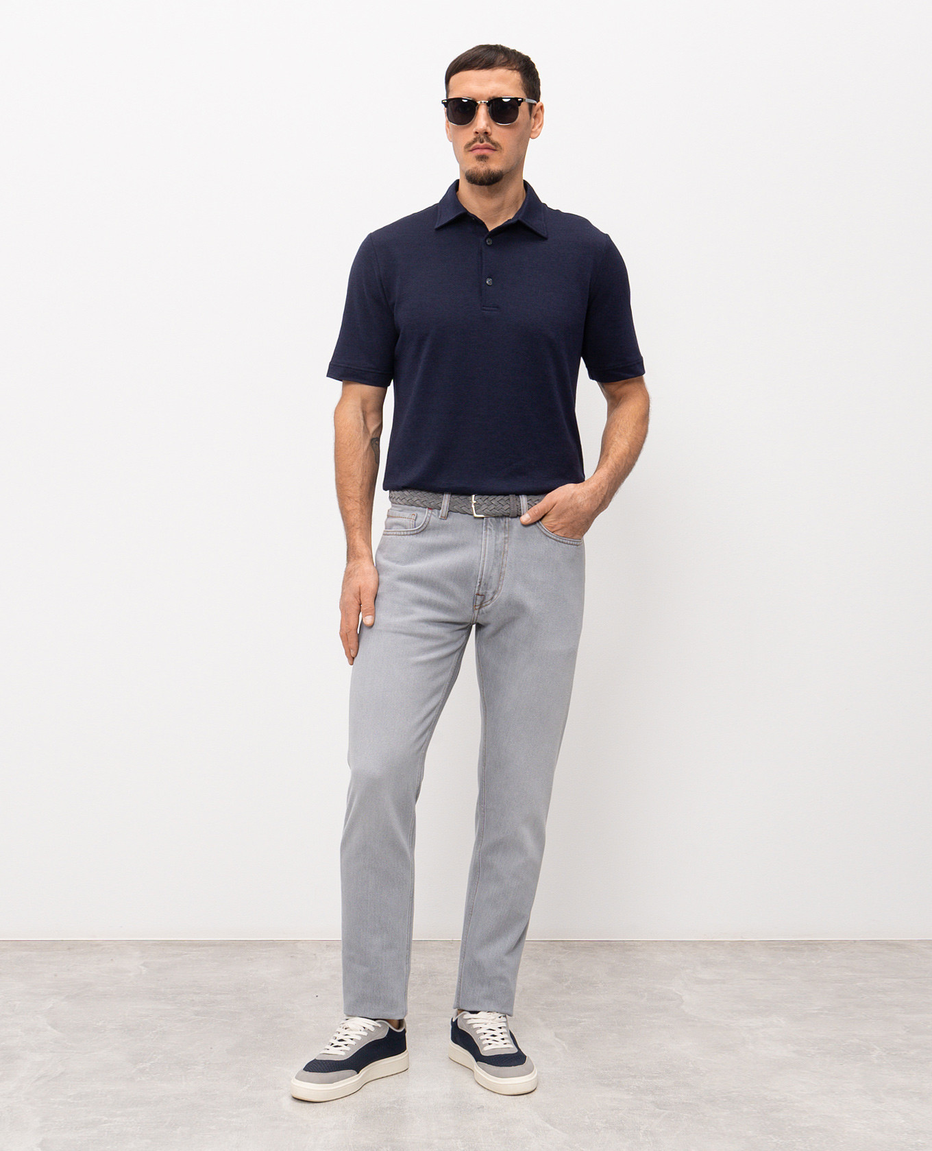 Blue polo shirt with logo patch CAPOBIANCO 2