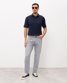CAPOBIANCO Blue polo shirt with logo patch 20M601TM00