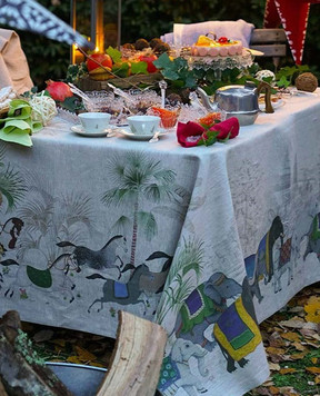 TESSITURA TOSCANA TELERIE Barnum Gray Linen Tablecloth NT170099080037
