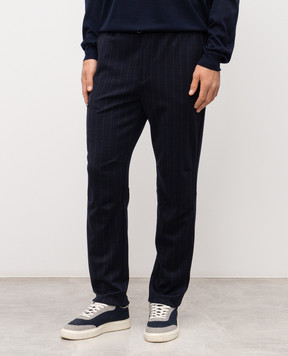 Sease Blue striped wool sweatpants PT056TJ232