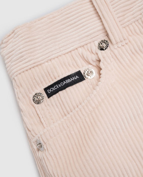Dolce&Gabbana Children's beige corduroy pants with logo L52F79FUVB26