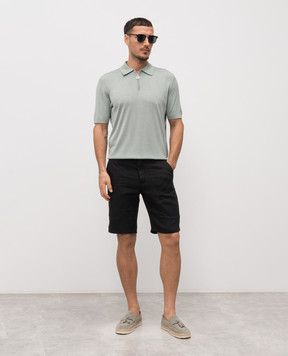 Stefano Ricci Green silk polo shirt with emblem K414000P31F26160