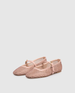Stuart Weitzman Bareitall pink ballet flats with crystals SN800