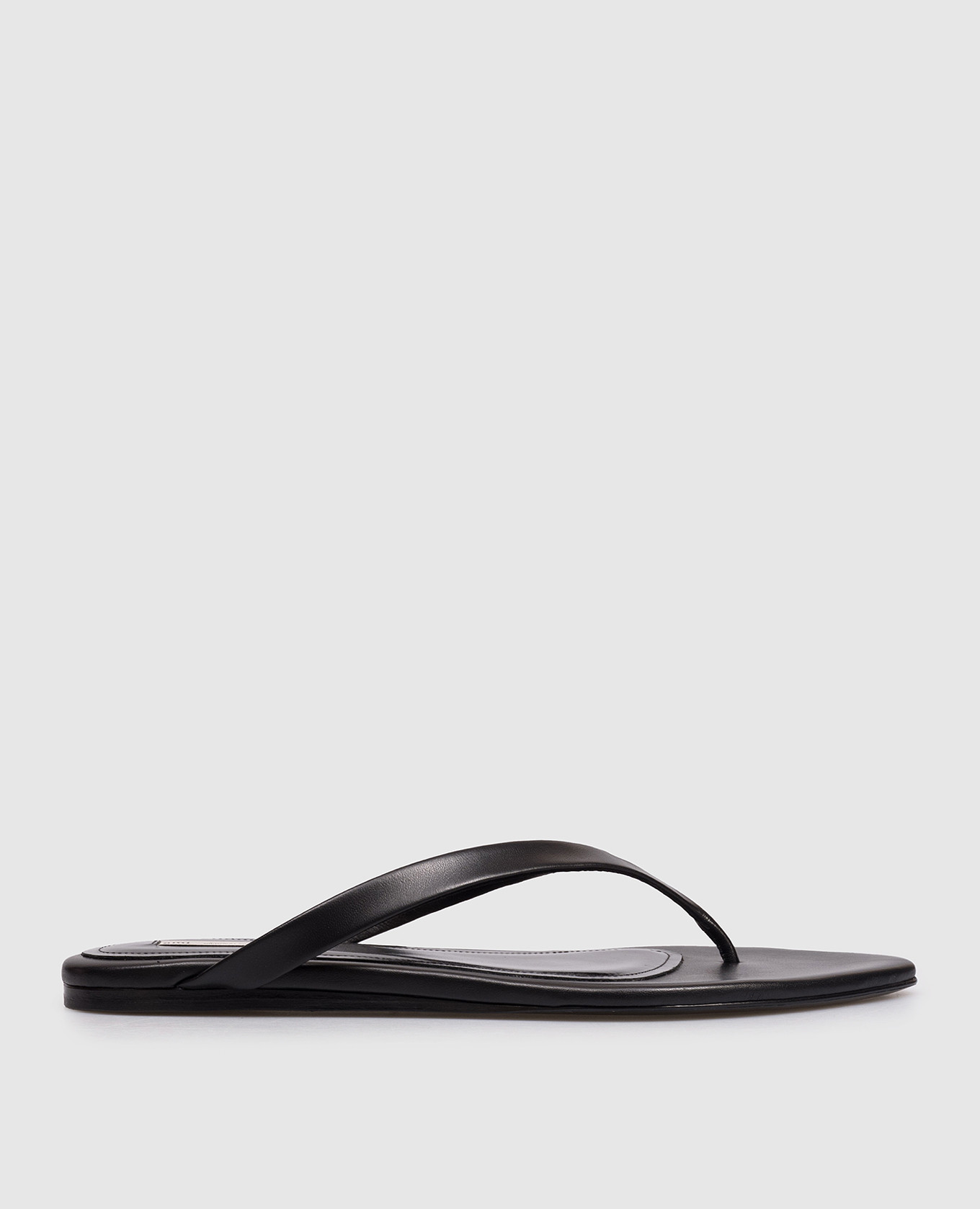 Black leather flip-flops