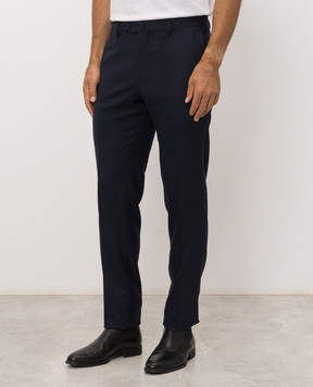 Stefano Ricci Blue wool pants with embroidery M1T022SR14T068HA