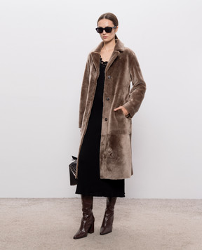 Babe Pay Pls Brown reversible sheepskin coat with belt 2231УКРMERINO